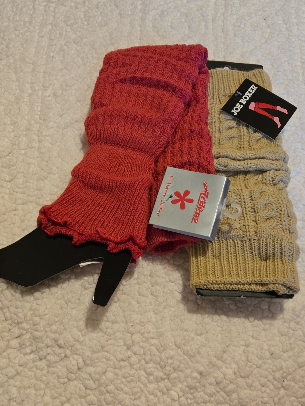Joe Boxer & Ardene Women's Knit Leg Warmers - Pink and Cream 2pc Bundle
